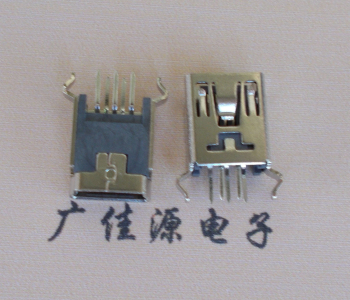济宁MINI USB5p母座|B型口180度|直插弯脚