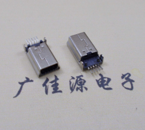 济宁MINI USB公头 5pin端子贴板带柱 10.7mm体长