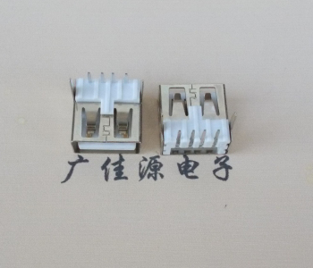 济宁 USB2.0 AF 90度 直插脚 无后盖 平口铜壳