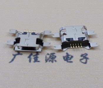 济宁镀镍Micro USB 插座四脚贴 直边沉板1.6MM尺寸结构