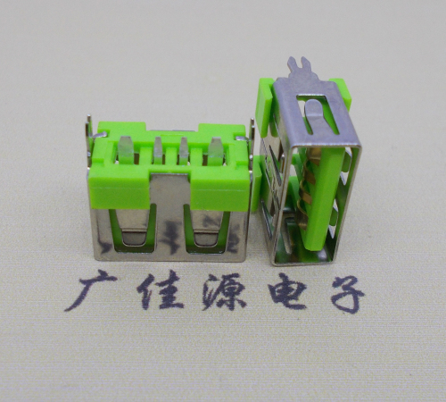 济宁usb立插母座 短体10.0绿色胶芯 快充大电流接口