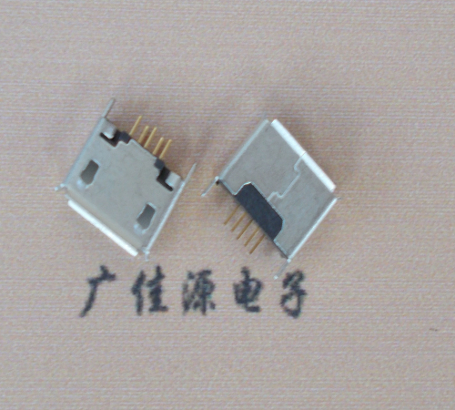 济宁Micro usb立插180度 5p针加长2.0mm卷边雾锡