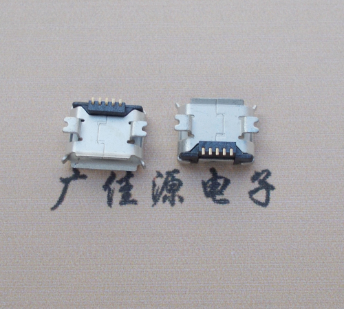 济宁Micro USB 5PIN接口,B型垫高0.9mm鱼叉脚贴片雾锡卷边
