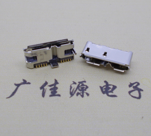 济宁 双接口micro usb3.0母座有卷边10pin三个固定脚插板